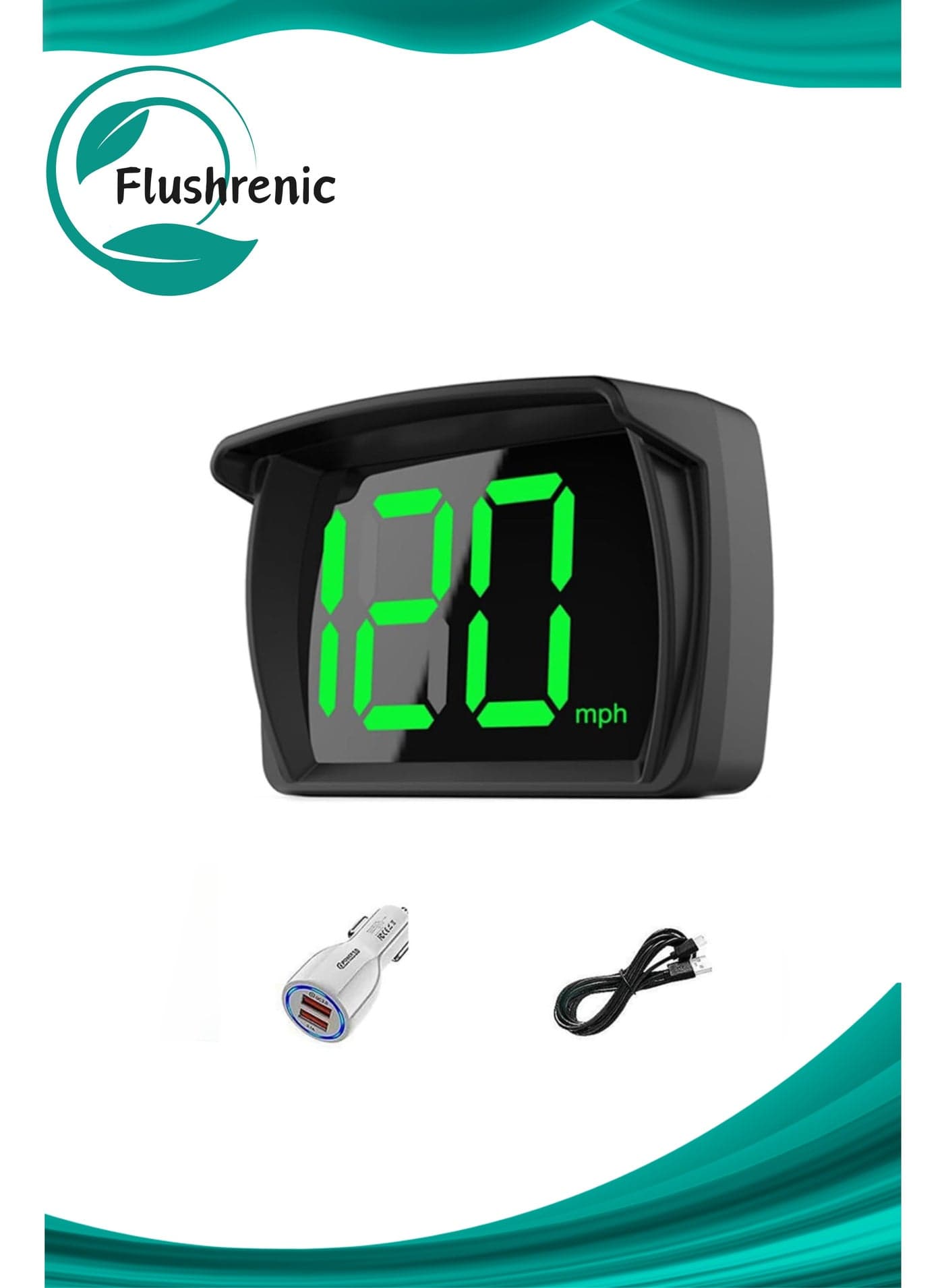 Car HUD Head-Up Display,GPS HUD Speedometer Head-Up Display, Digital Speed Meter with MPH, Large LED Font, Universal for Cars, Trucks, SUVs, Motorcycles - Plug & Play with USB Cable & Car Charger Adapter