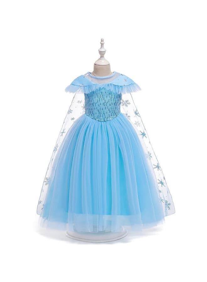 Blue Dressy Daisy Girls Ice Princess Dress Up Fancy Party Dresses, Elsa Princess Fancy Dress Halloween Costume Pageant Party Evening Ball Gown Size 150cm