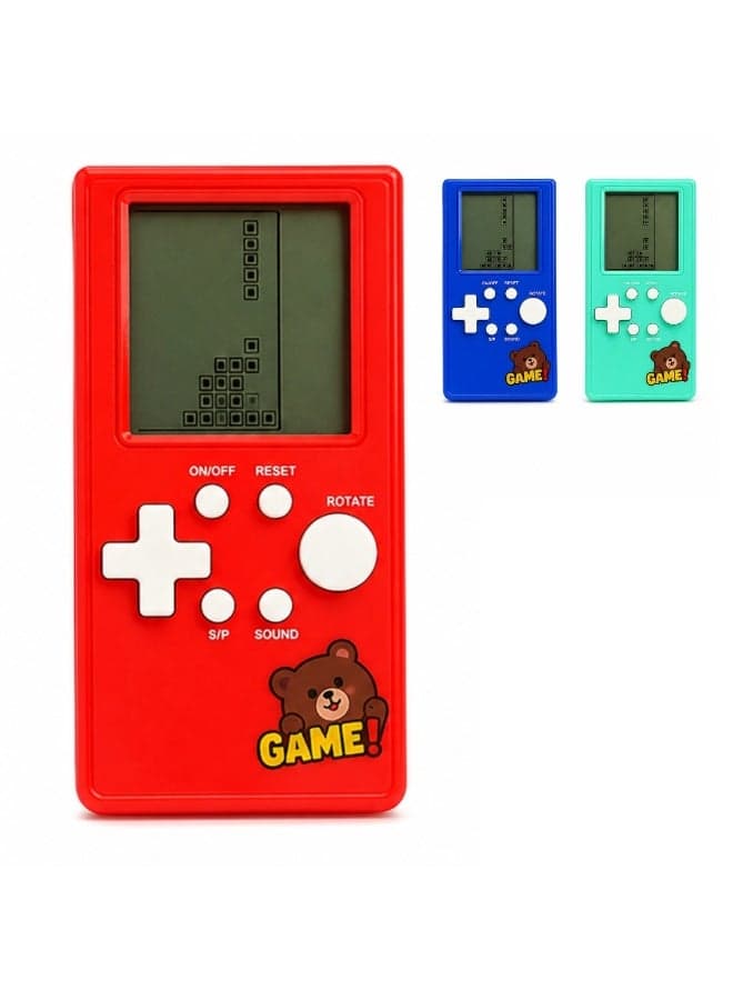 Mini Handheld Tetris Game Console for Kids, Classic Brick Game Toy, Portable Retro Gaming Device with LCD Screen, Red Blue Green Colors, Fun Educational Toy Gift for Boys & Girls