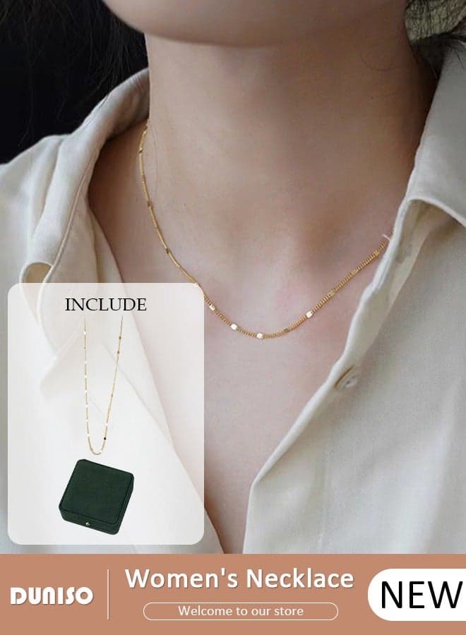 Necklace For Women and Girls,925 Sterling Silver Electroplating 14K Gold Pendant Necklace,Trendy Fashion Accessories with a Unique Minimalist Vibe Fashion Jewelry Dress Accessories, for Women Girls Birthday Anniversary Jewelry Gift