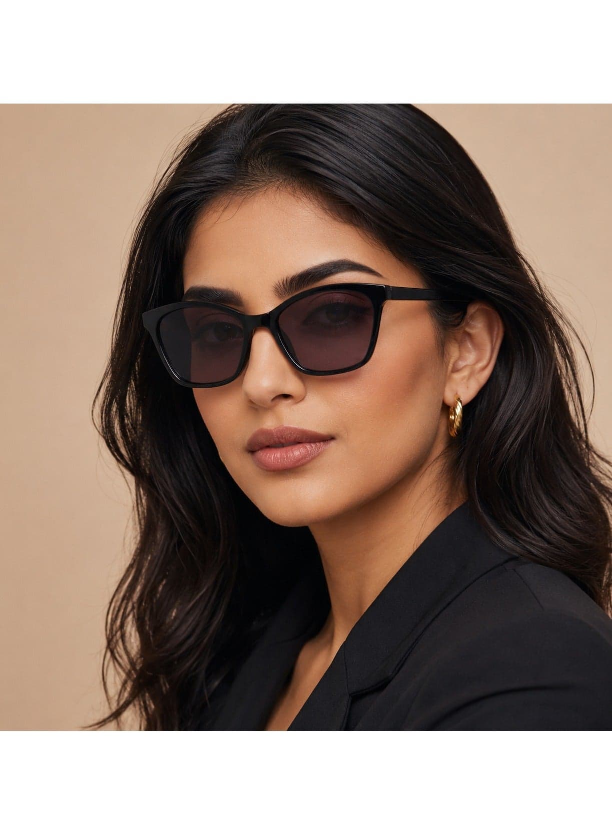 KAT Sunglasses for Women Men, Cat-Eye Frame with Spring Hinges and Tinted UV400 Protection Lens, Black (Pack of 1)