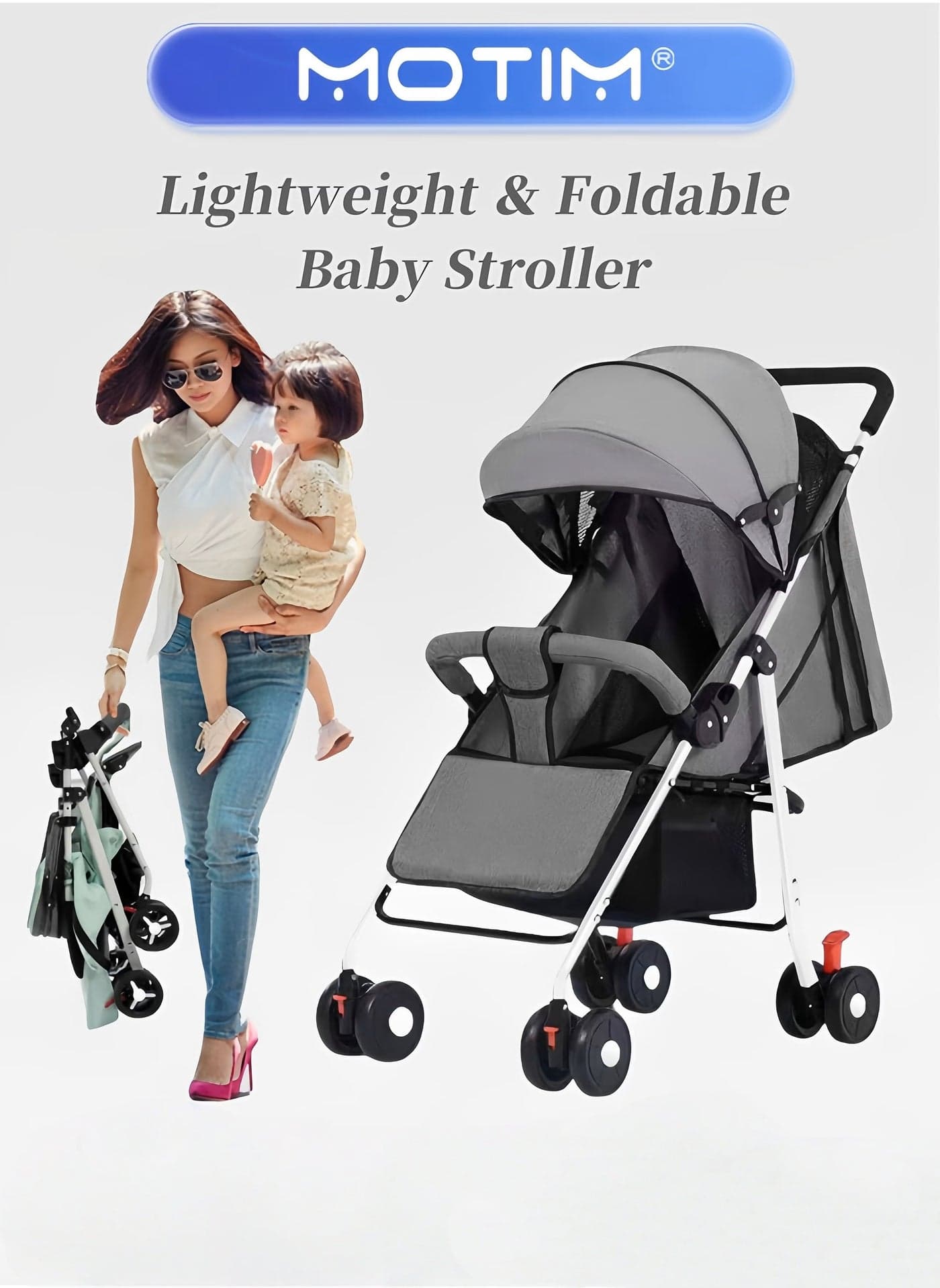 Baby Stroller Lightweight Infant Stroller with Compact Fold Multi-position Recline Umbrella Stroller with Canopy Extra Large Storage and Cup Holder for Infant and Toddler