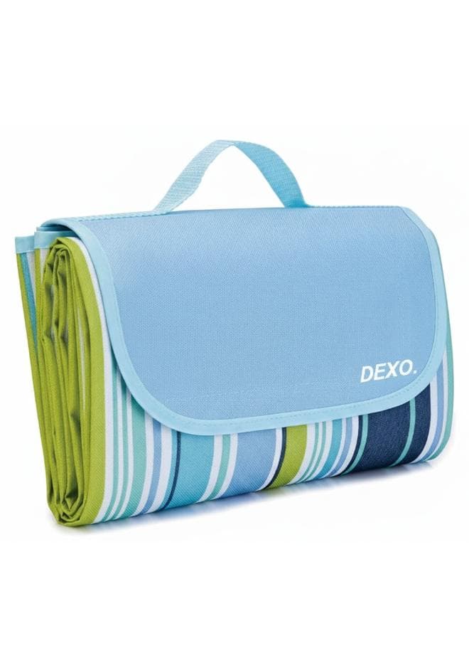 Waterproof Foldable Outdoor Picnic Mat – Large 145x180cm, Blue Stripes – Sandproof, Tear-Resistant, Beach Blanket, Portable Camping Mat for 4-6 People, Family, Travel, Festivals, Home Use