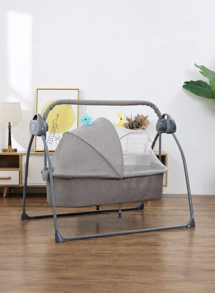 Automatic Electric Baby Swing Cradle and Rocking Bouncer Bed Crib with Adjustable Speed, Bluetooth Music, Pillow and Pad