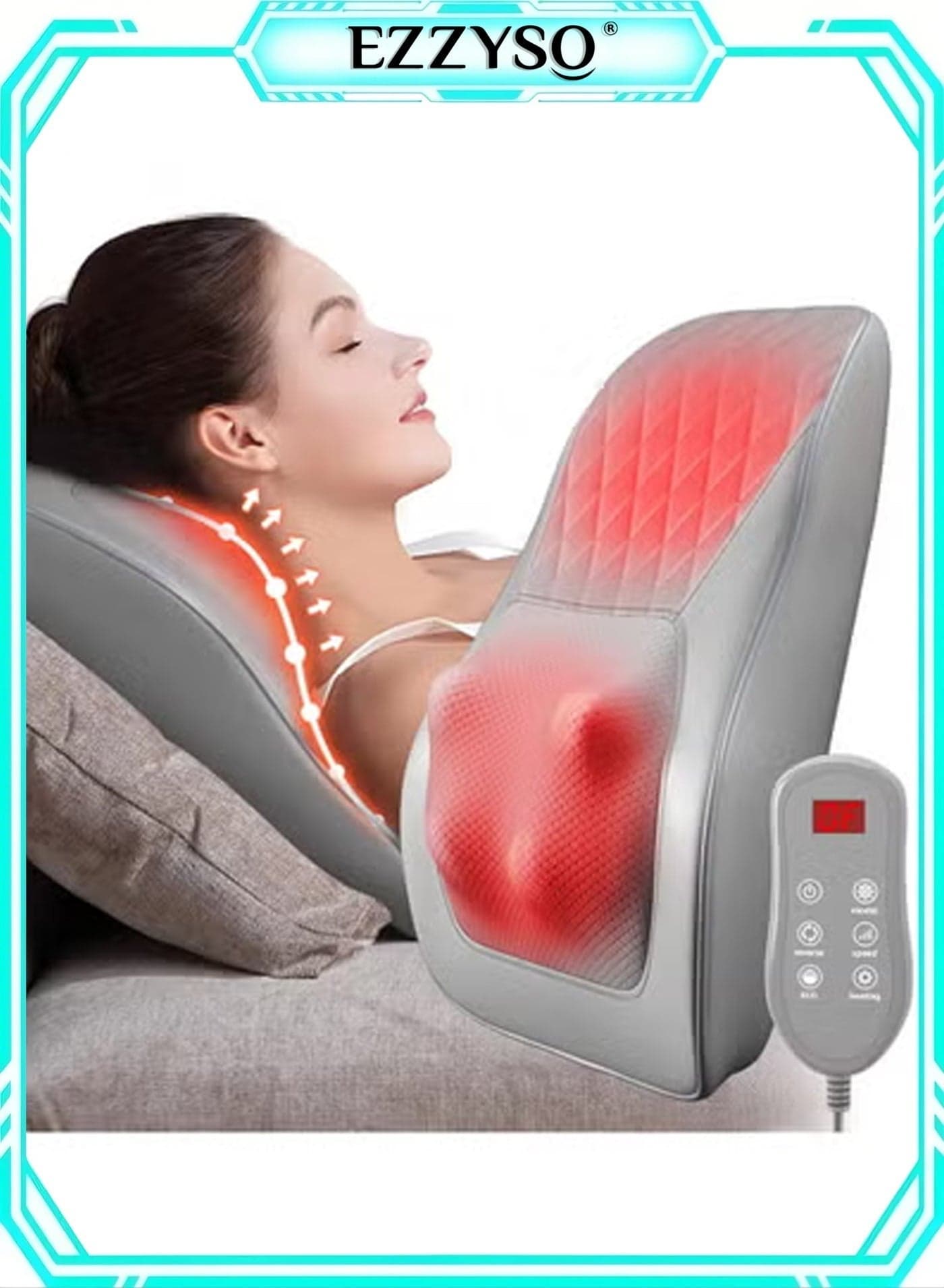 Neck Massager With Heat 3D Kneading Massage Pillow For Pain Relief Massagers For Neck and Back Shoulder Leg Stress Relax At Home Office And Car