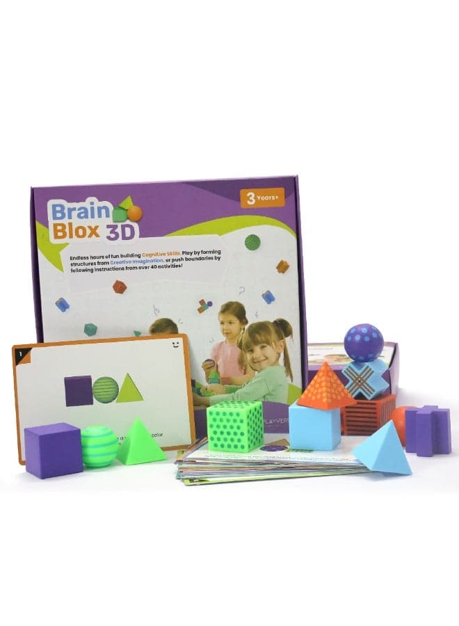 PlayVerse Brain Blox 3D - Critical Thinking Brain Game, Skill Development Toy, 20 Blocks, 40 Activity Cards, Brain Development Toy For Ages 3+ for Toddler