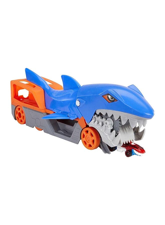 Hot Wheels Shark Chomp Transporter Playset with One 1:64 Scale Car for Kids 4 to 8 Years Old