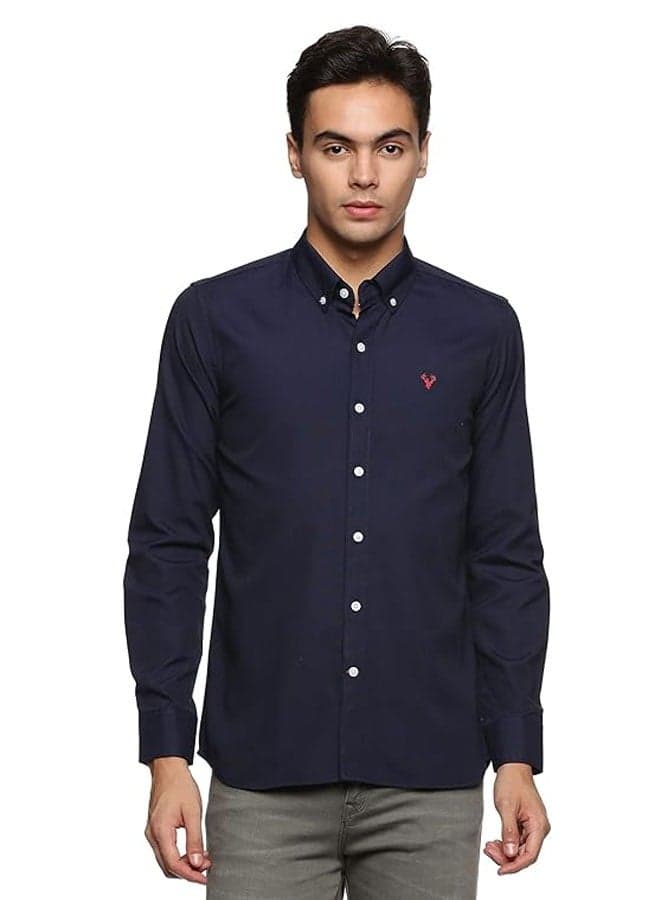 Men's Button Down Shirt | Casual Slim Fit Shirt | Long Sleeve Oxford Shirts For Men | Smart Fit Cuff - Navy Blue
