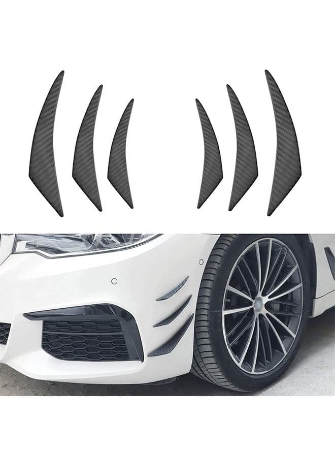 Car Front Bumper Spoiler, 6 Pieces Car Front Edge Bumper Fin Carbon Fiber, Car Bumper Anti-wear Protection Strip, Rubber Fins Canards Kit for Car Body Auto Anti-Collision Strip for Car