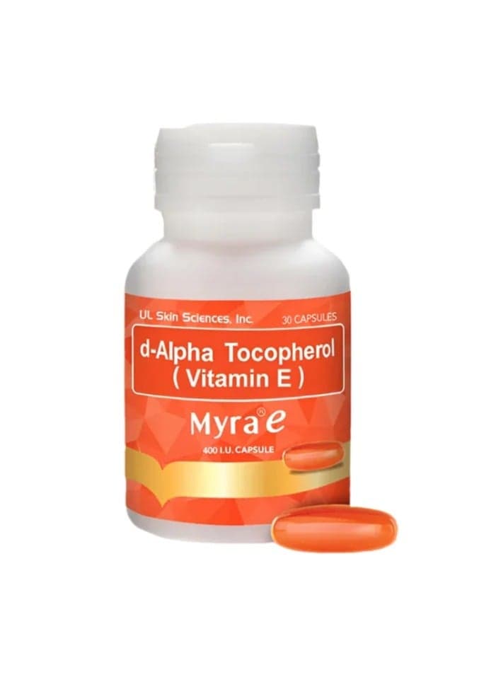 Myra E Vitamin E 400 IU Capsules – Glowing Skin & Hair Health | d-Alpha Tocopherol | 30 Capsules