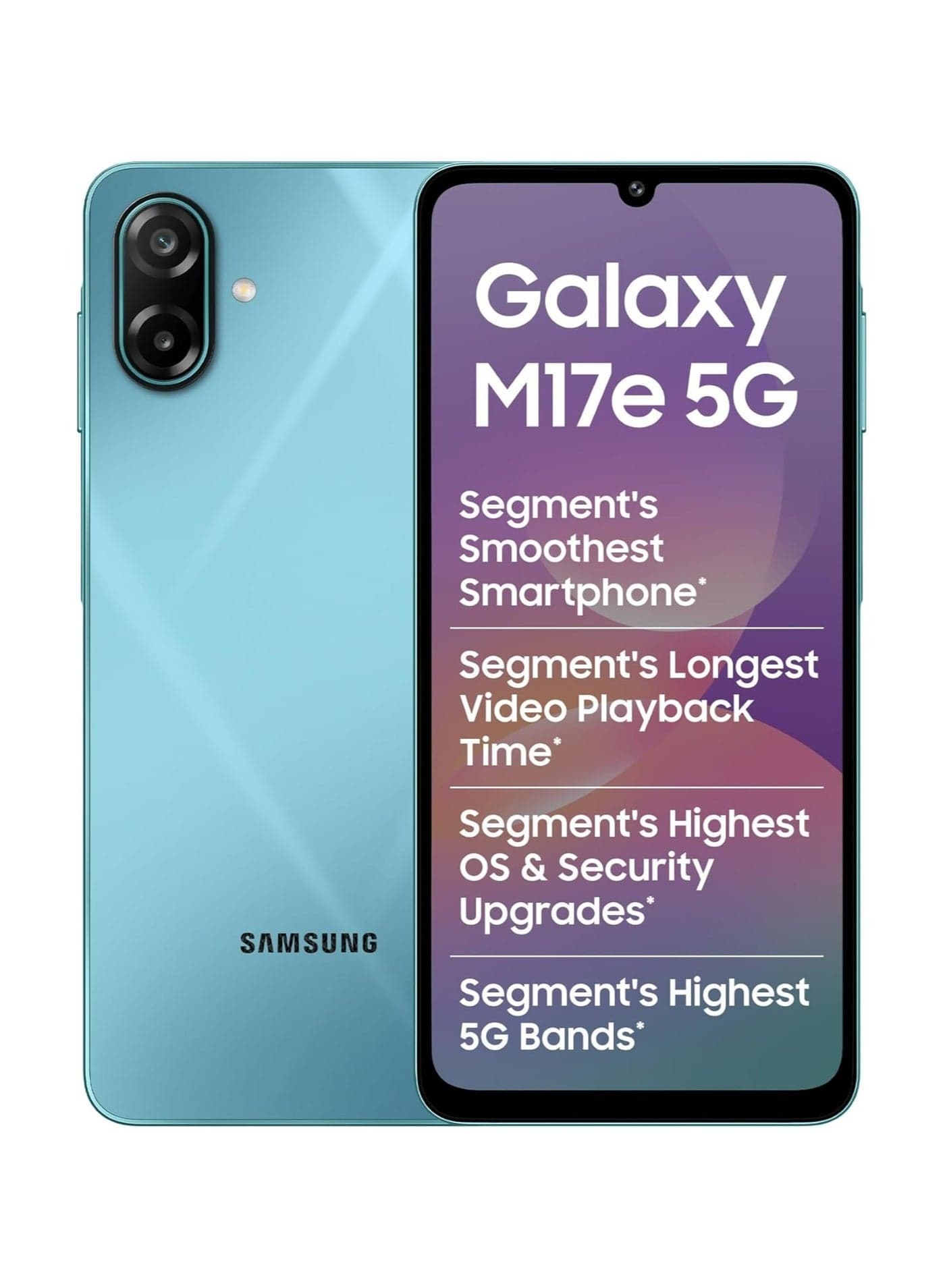 Samsung Galaxy M17e 5G Mobile (Blitz Blue, 4GB RAM, 128GB Storage) | Smoothest 120 Hz Refresh Rate| Monster 6000 mAh Battery | IP54 | 6 Gen OS Upgrades | AI | Gemini Live | Without Charger