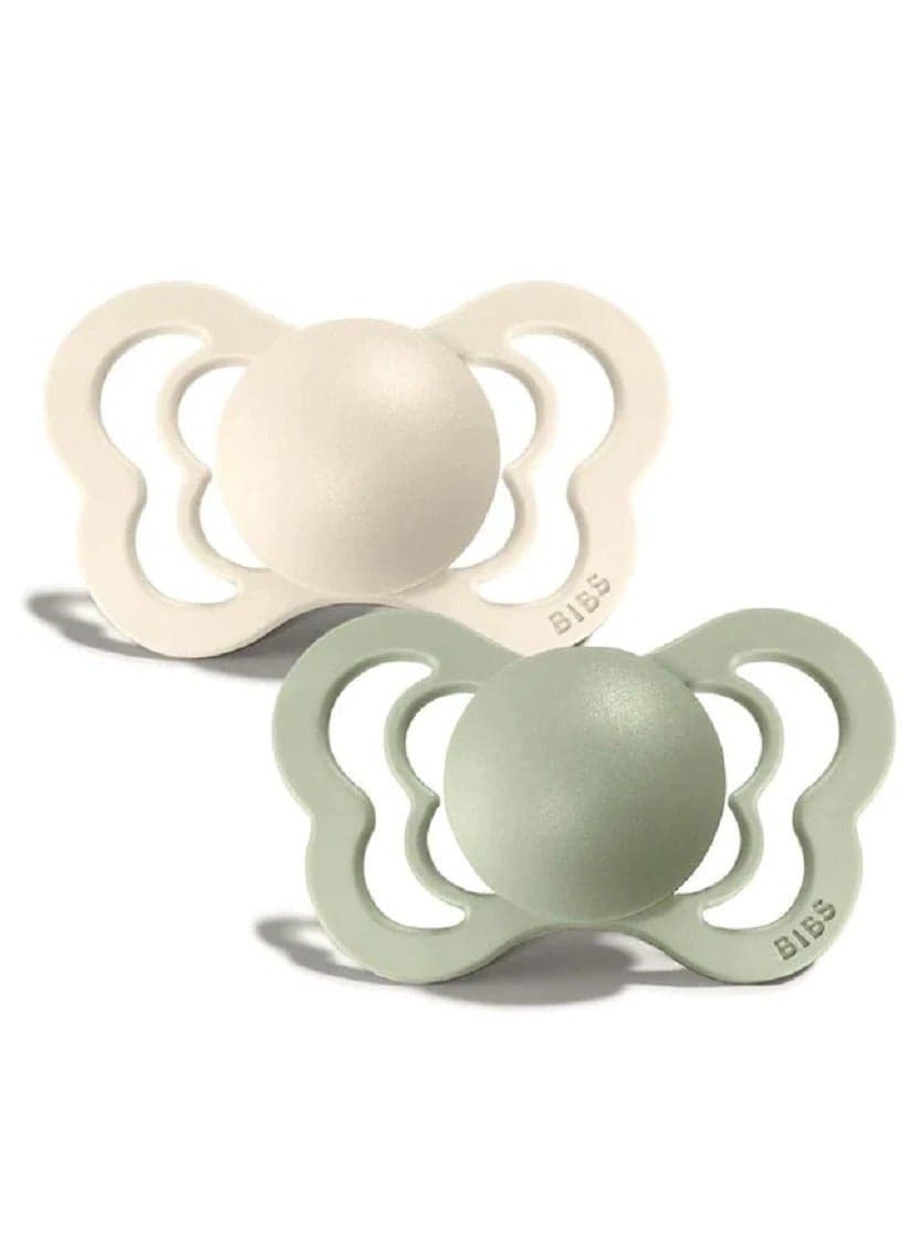 BIBS Baby Silicone Symmetrical Pacifier Set of 2 Vory Sage