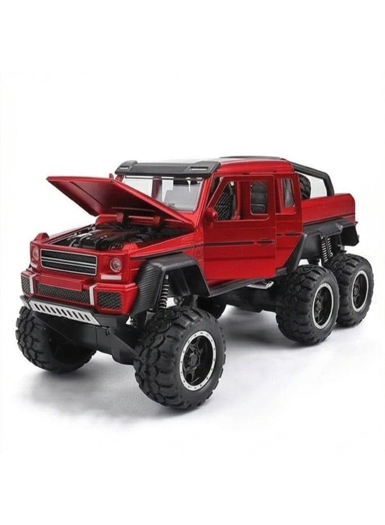 1:22 Scale G63 AMG 6x6 Off-Road Pickup Model Car | Zinc Alloy Diecast Toy with Realistic Sound & LED Lights | 6-Wheel Pull-Back Action & Opening Doors | Luxury Gift for Kids & Adult Collectors