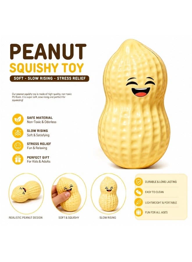 Peanut Squishy Toy – Slow Rising Cute Sensory Fidget Toy for Stress Relief, Soft Novelty Decompression Squeeze Toy for Kids & Adults Random Color)