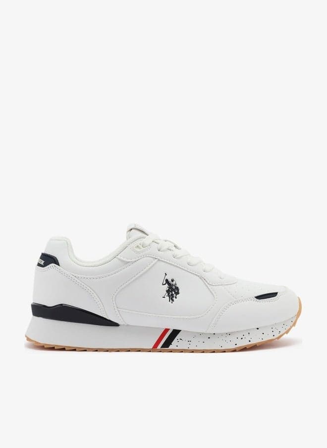 Men's White Sneakers - Lightweight Modern Design Shoes, Comfortable Everyday Casual
