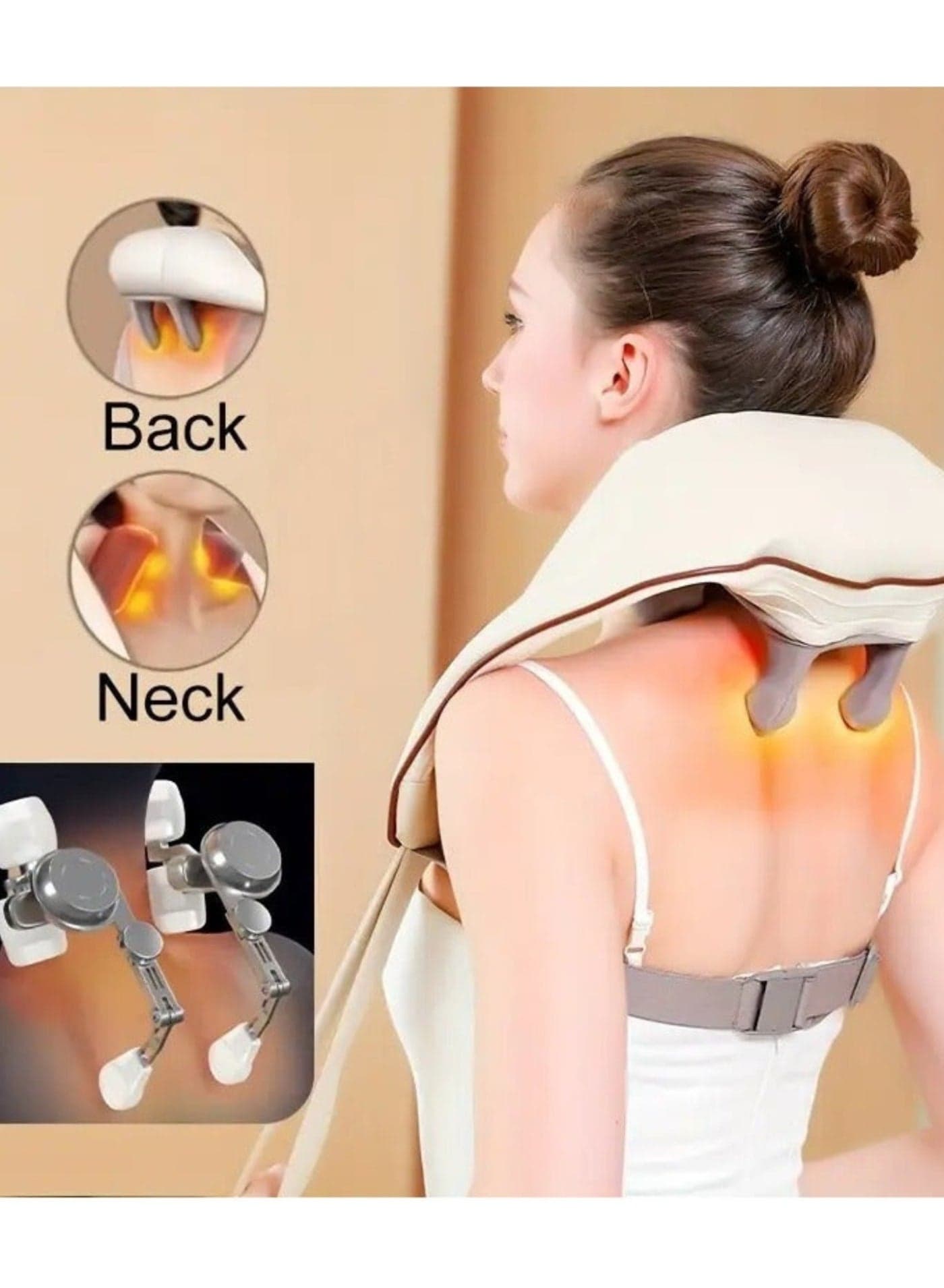 Shoulder & Neck Heat Massager for Pain Relief – Deep Tissue Electric Kneading Massager for Neck, Back, Shoulders & Legs – Portable Shiatsu Massager with Heat Function