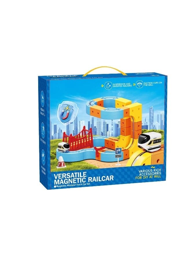 Magni-Mates 86 PCS High-Speed Versatile Anti-Gravity Maglev Train Set – Modular Magnetic Rail Track Building Blocks with USB Rechargeable Train, Bridges and Accessories for Kids STEM Creative Play