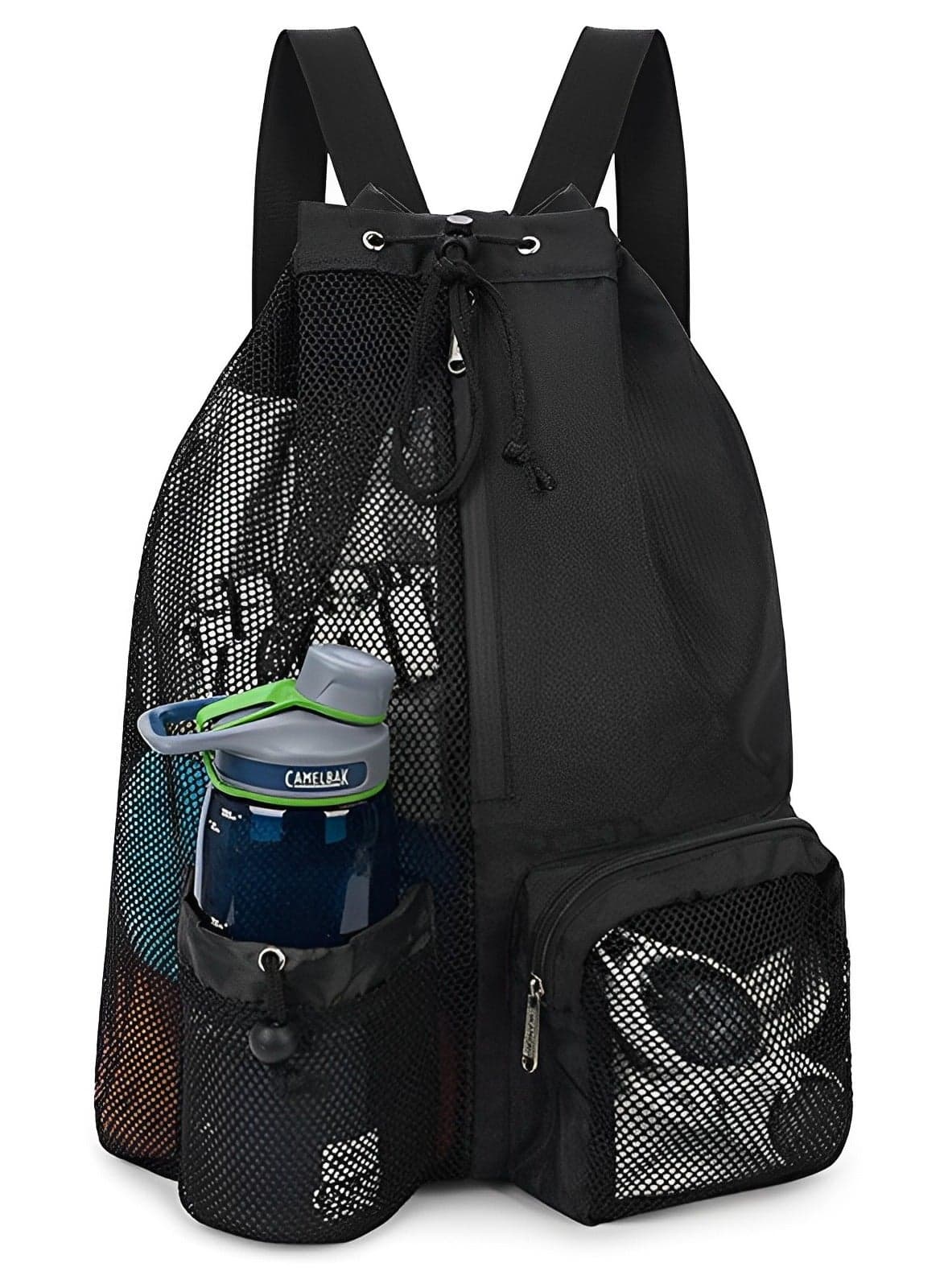 Swim Bag Mesh Drawstring Backpack With Wet Pocket Beach Backpack For Swimming, Gym, And Workout Gear