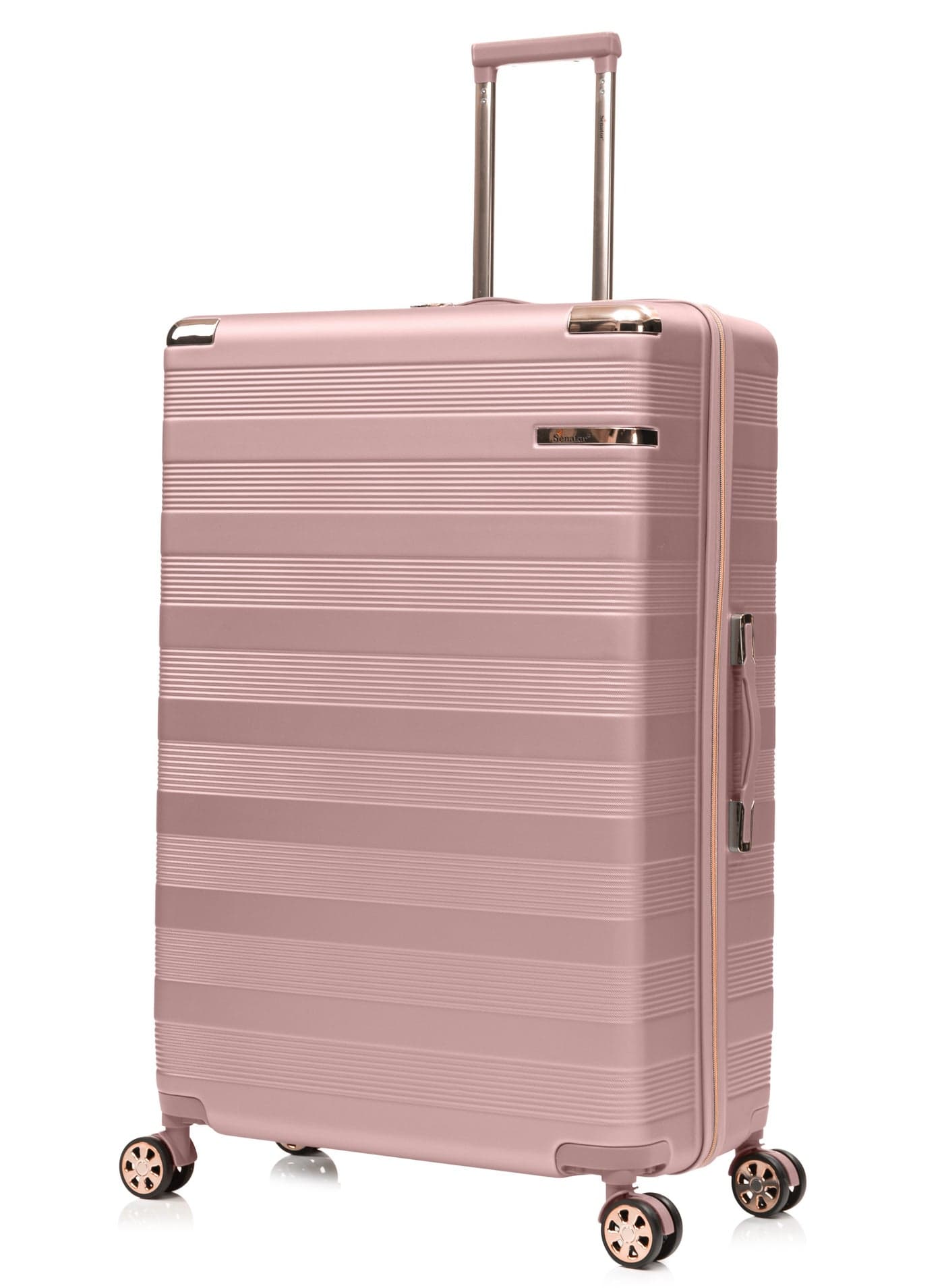 Hard Case Luggage Trolley for Unisex ABS Lightweight Travel Bag 4 Double Wheeled Suitcase with Built In TSA Type lock A5125 Rose Gold