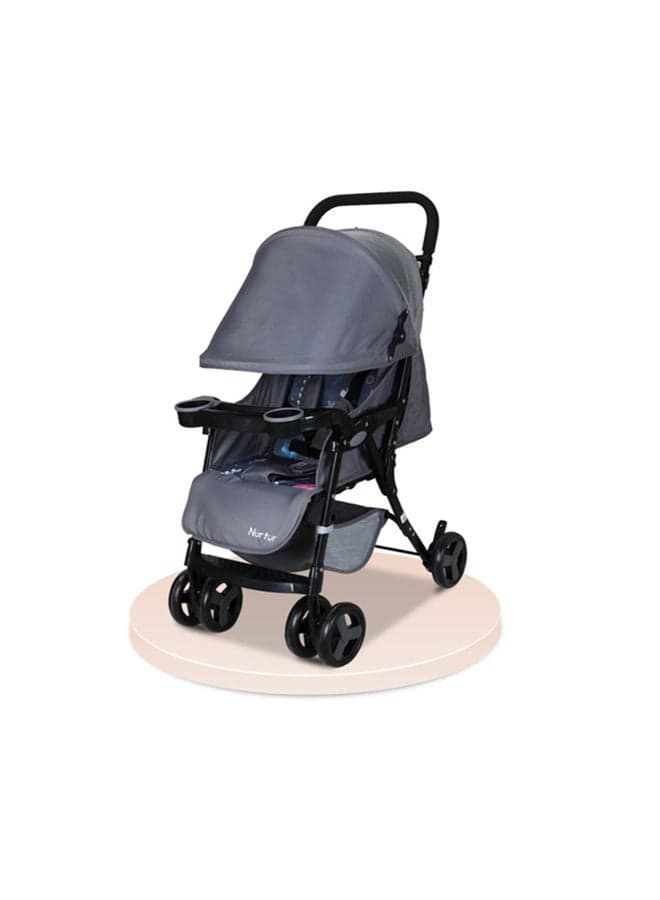 Ryder Ultra Compact Lightweight Baby Travel Stroller with Storage Basket, Detachable Food Tray, Reclining Seat and Leg Rest, 0-36 Months, , Grey Printed