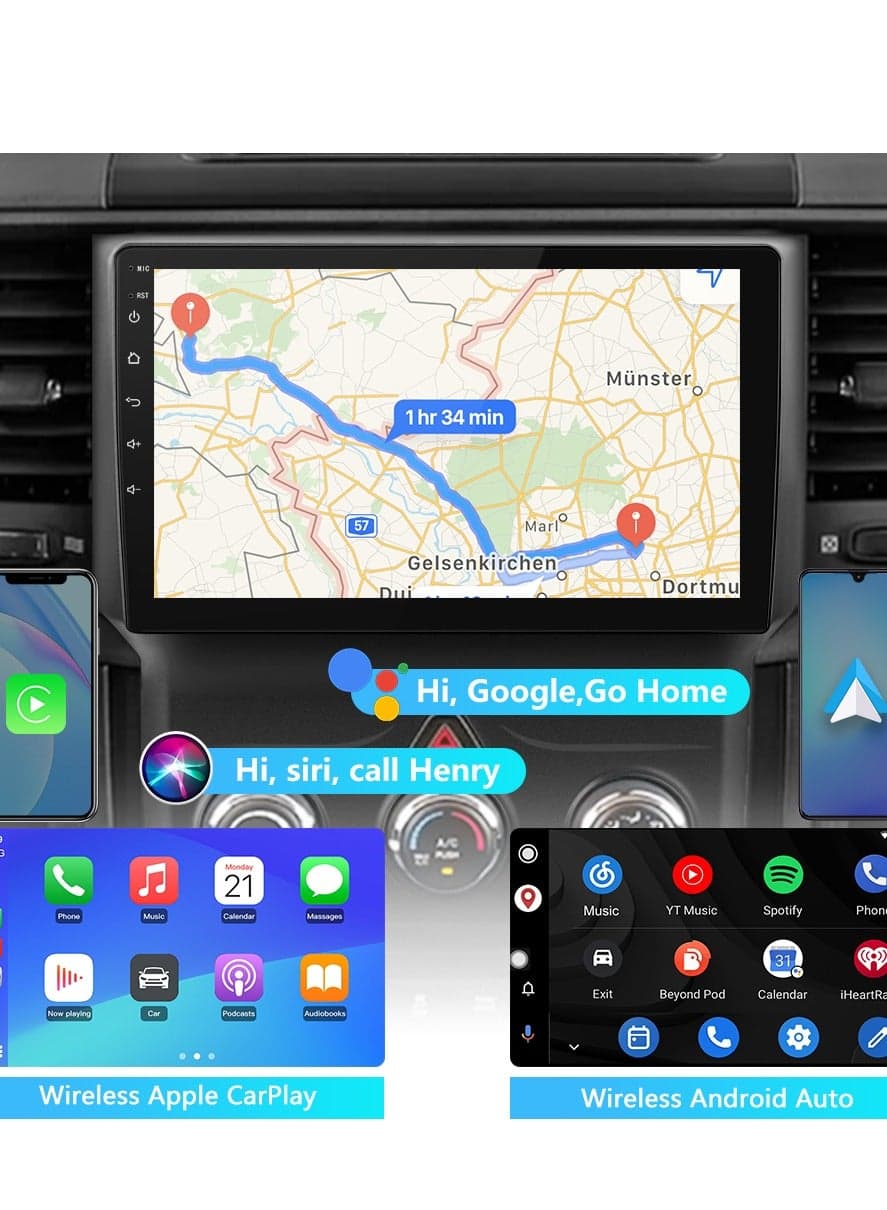 Android Car Stereo for Dodge RAM 1500 2500 3500 2013 2014 2015 2016 2017 2018, Android Touch Screen Radio Replacement with Wireless CarPlay Android Auto - 2+32GB (Only fit Manual AC)