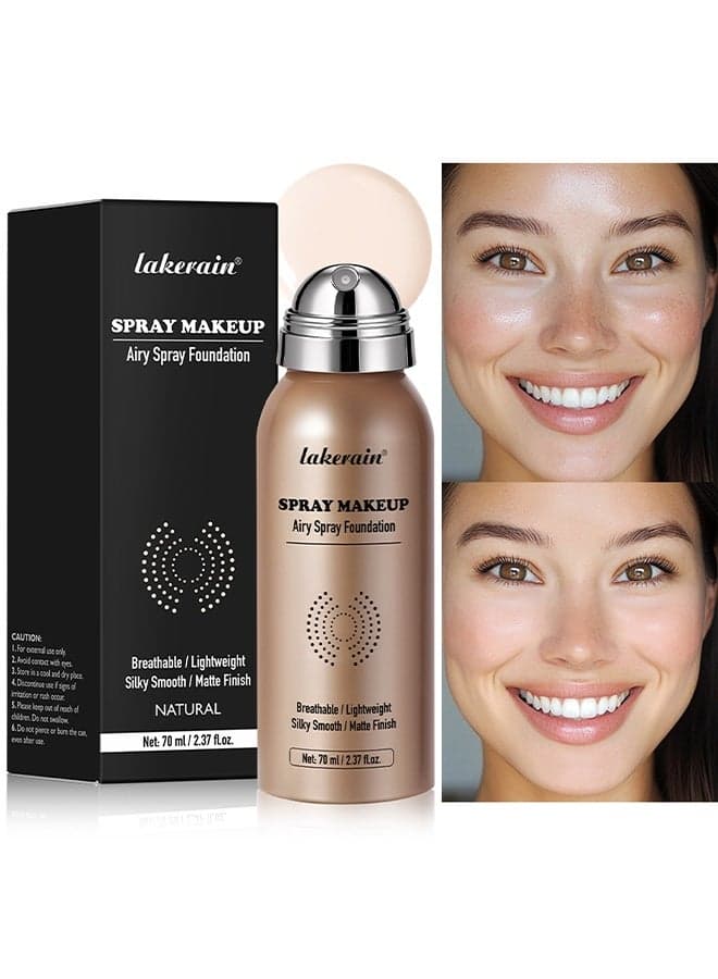 Spray Makeup Airy Spray Foundation, Breathable/Lightweight, Silky Smooth/Matte Finish, Airbrush Flawless Setting Spray Foundation (NATURAL)