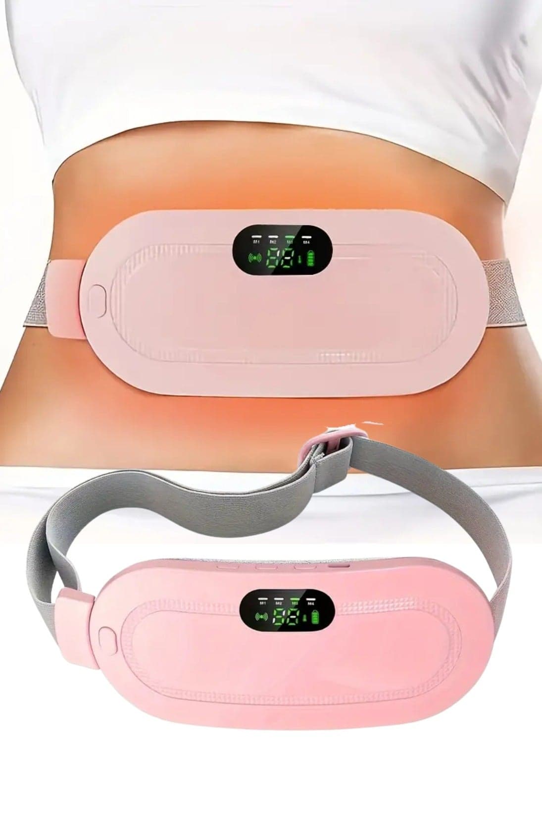 Portable Cordless Heating Pad for Menstrual Cramps & Back Pain Relief Rechargeable Electric Heat Belt with 3 Heat Levels & 4 Vibration Modes, Wearable, Wireless,Periods Cramp Belt, Menstrual heating Pad, Pink