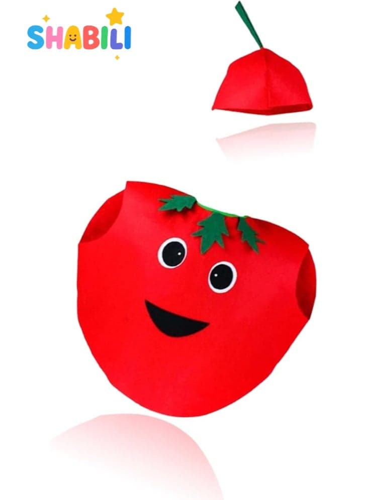 Kids Tomato Fruit Costume Outfit for Boys and Girls, Halloween Vegetable and Fruit Fancy Dress Cosplay for Children, Toddler Farm Nature Day School Performance Stage Party Suit (Non-Woven Fabric, Fits 100–140cm)