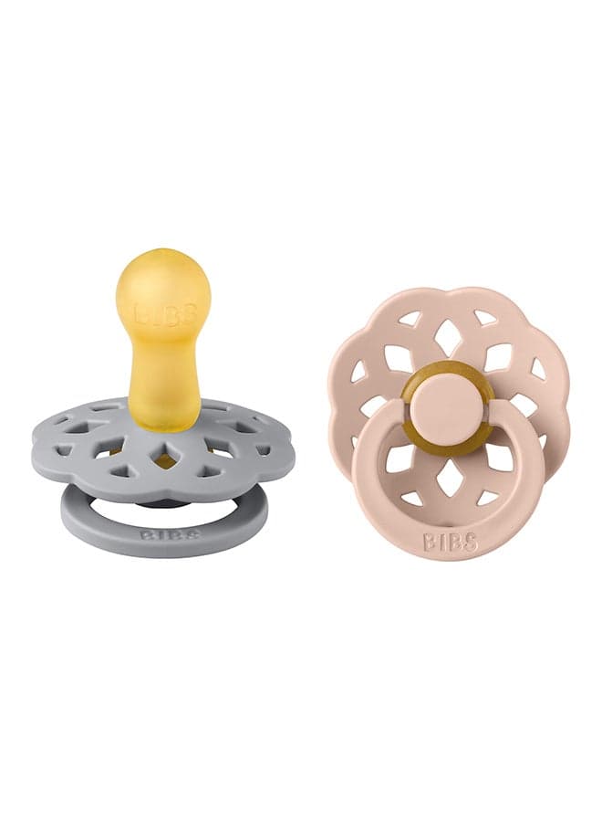 Baby Pacifier Boheme, Made with Natural Rubber Latex, Round Nipple, Mouth Skin Sensitive, Soft, Flexible, For Babies 6 Months and Above, BPA-free, Cloud/ Blush Colour, Pack of 2, Size 2