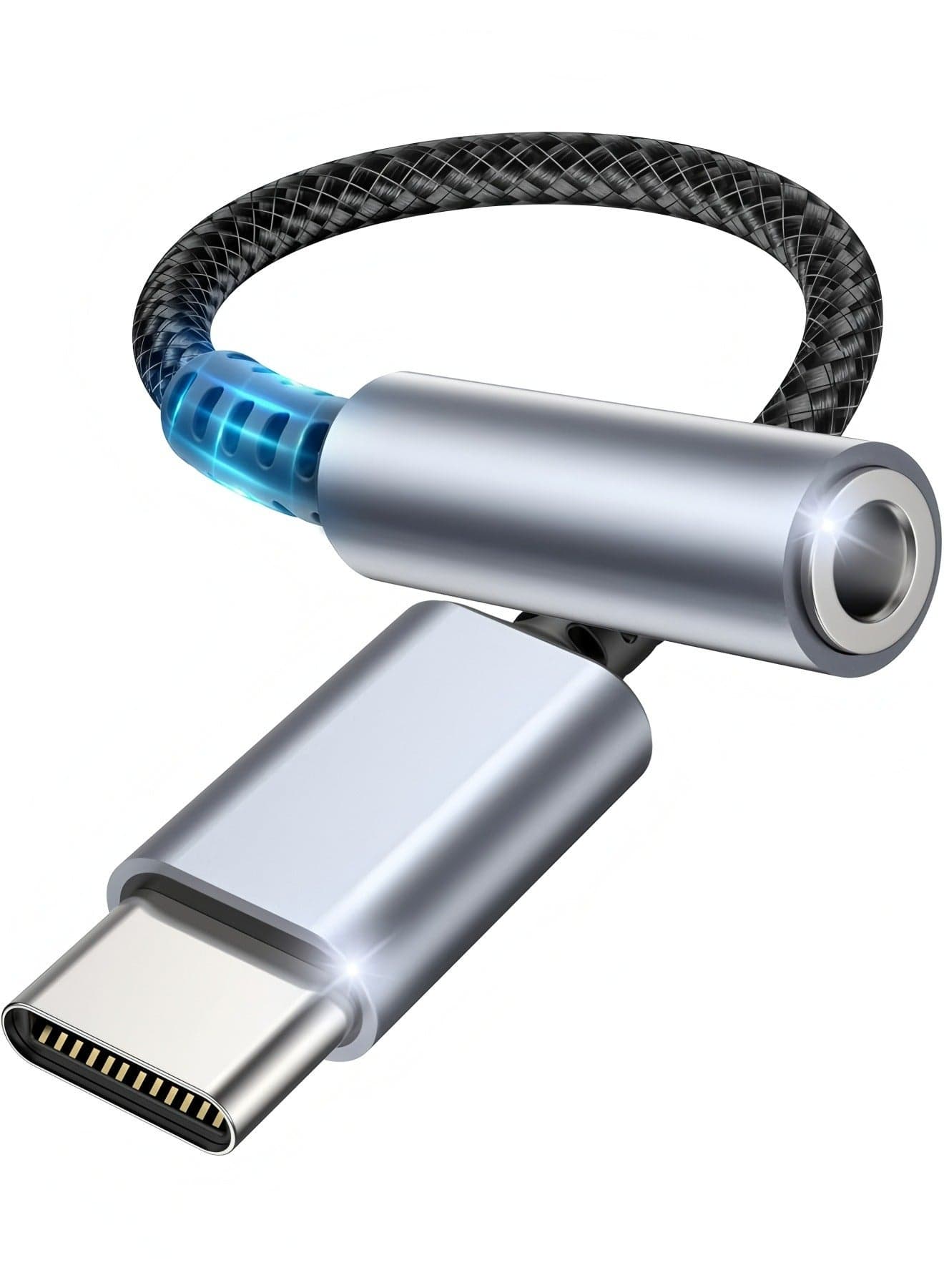 USB-C to 3.5mm Adapter Full Compatibility DAC Audio Adapter USB C to Aux Headphone Jack Adapter Dongle Audio Cable Braided Compatible with iPad Pro 2020/2018, Samsung S21+ Space Gray
