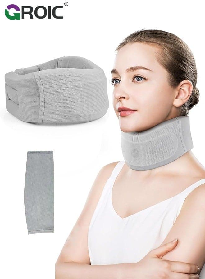 Neck Brace, Cervicorrect Neck Brace, Neck Brace Cervical Collar Support Neck for Sleeping, Soft Foam Neck Support Relieves Pain & Pressure in Spine for Women and Men (Gray)