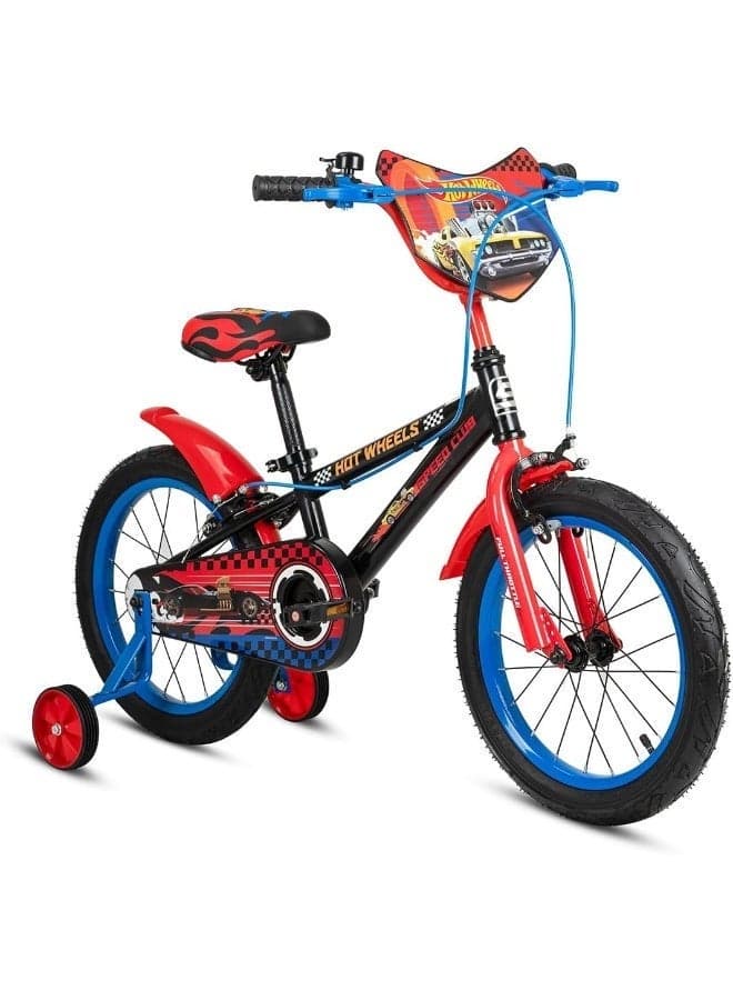 Hot Wheels Speed Club 16-Inch Bicycle For Kids | 16-Inch Wheel Size | Official Licensed Bike with Adjustable Seat, Removable Training Wheels & Mudguards – Safe, Stylish Ride for Little Racers