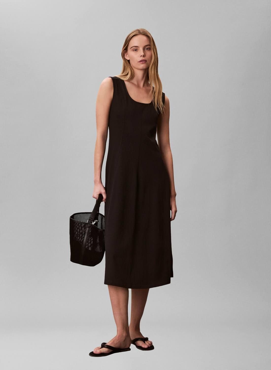 Scoop Neck Flared Midi Dress