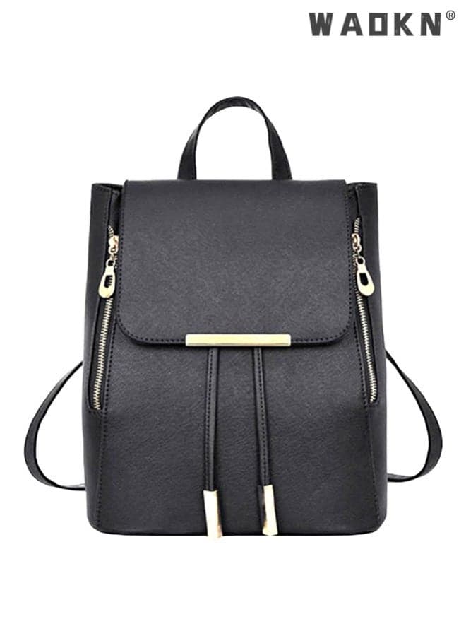 Fashion Shoulder Bag Rucksack PU Leather Women Girls Ladies Backpack Travel bag, Waterproof Mini Backpack for Girl Women Black Travel Bookbag Shoulder Bag, Lightweight Ladies Fashion Daily Backpack