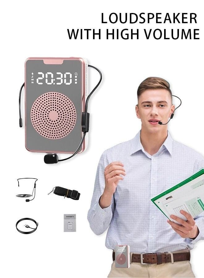 Sound Amplifier Portable Rechargeable Mini Voice Amplifier with Wire Headset Microphone and Belt for Teaching Singing Training Presentations