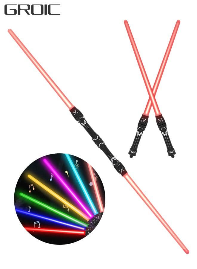 Light Saber, 2-in-1 Light Saber Sword Toy, Extendable LED Double Bladed Lightsaber with FX Sound Motion Sensitive Dueling Double Light Swords Set for Dress Up Parties Costume