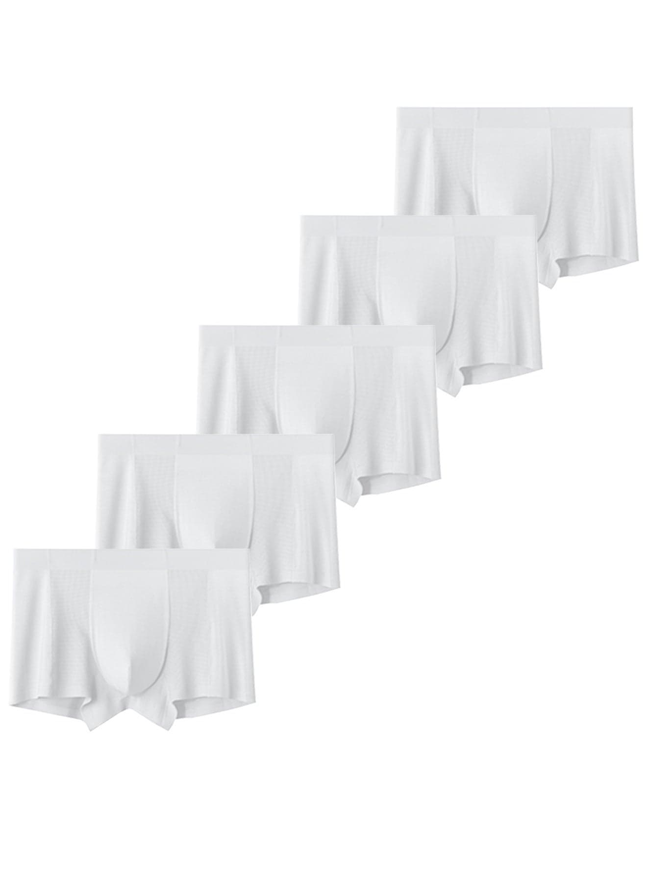 Men's Breathable Modal Boxer Briefs 5-Pack - Ultra Soft Summer Underwear with Mesh Panels, High Elastic Waistband (Size L)