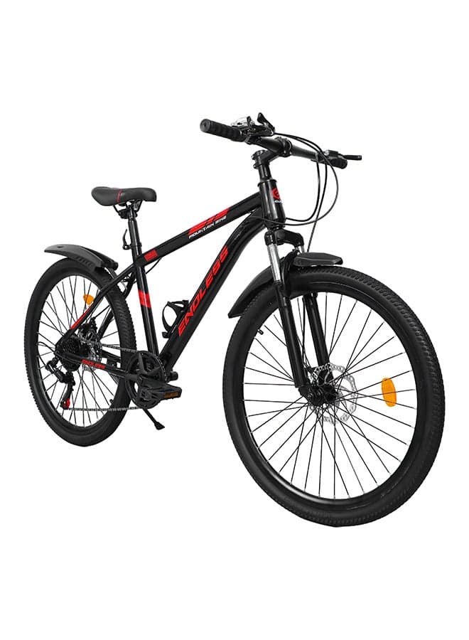 High Carbon Steel Mountain Bike|18 Inch Frame Size | 27.5 Inch Wheel Size | 7 Speed Shimano Gear | Dual Disc Brakes | Bike For Men & Women | Black Red Color