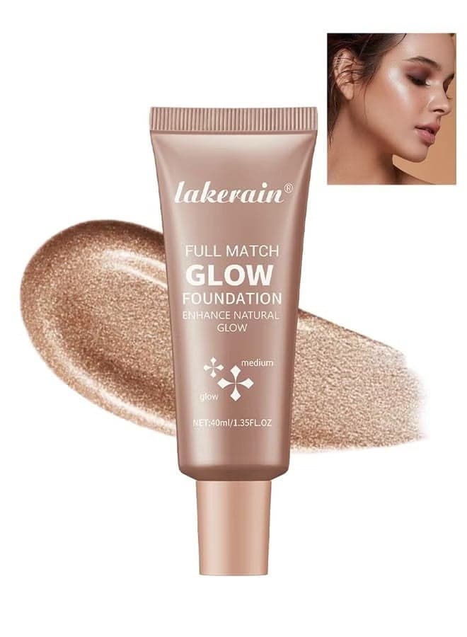 Full Match Glow Foundation 40ml, Enhance Foundation Natural Glow, Professional Coverage for a Flawless Look (#03 Medium)