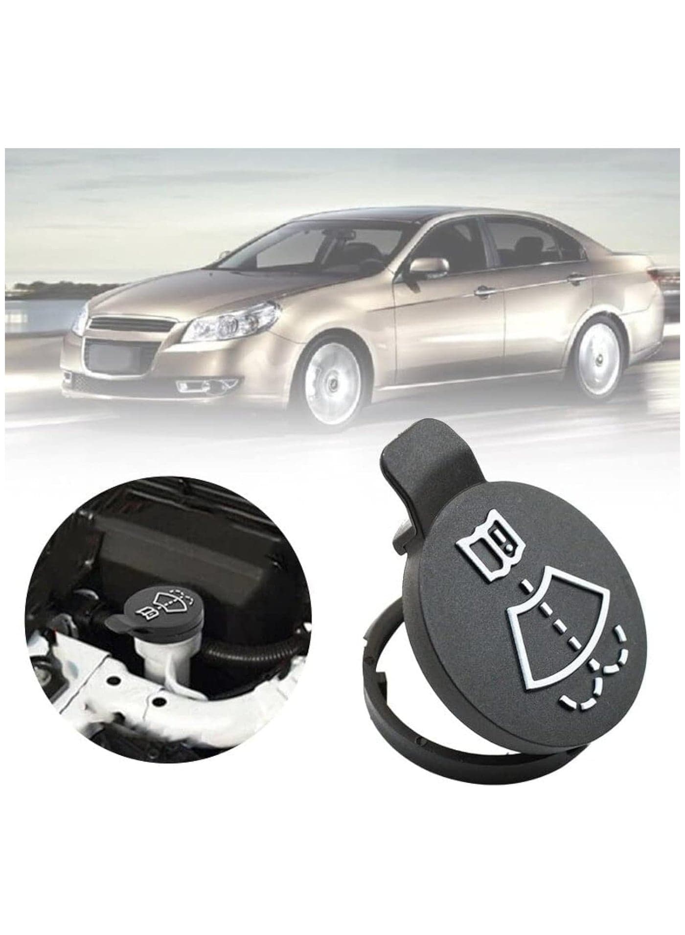 Car Windshield Wiper Washer Fluid Reservoir Tank Bottle Cap Cover 13227300 Auto Accessories (Black)