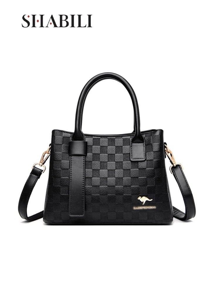 Women's Fashion Luxury Shoulder Bags, Ladies Designer Checkered Handbag Tote Bags Clutch Bag, PU Leather Crossbody Bag Satchel Bag Beach Bag Carry Bag for College Students and Teenagers