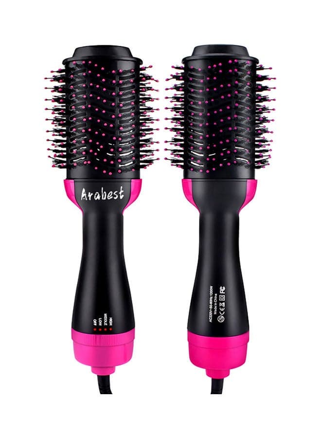 Electric Professional Hot Air Straight Curling Hair Dryer Comb Black/Pink 34x7.5x5.5cm