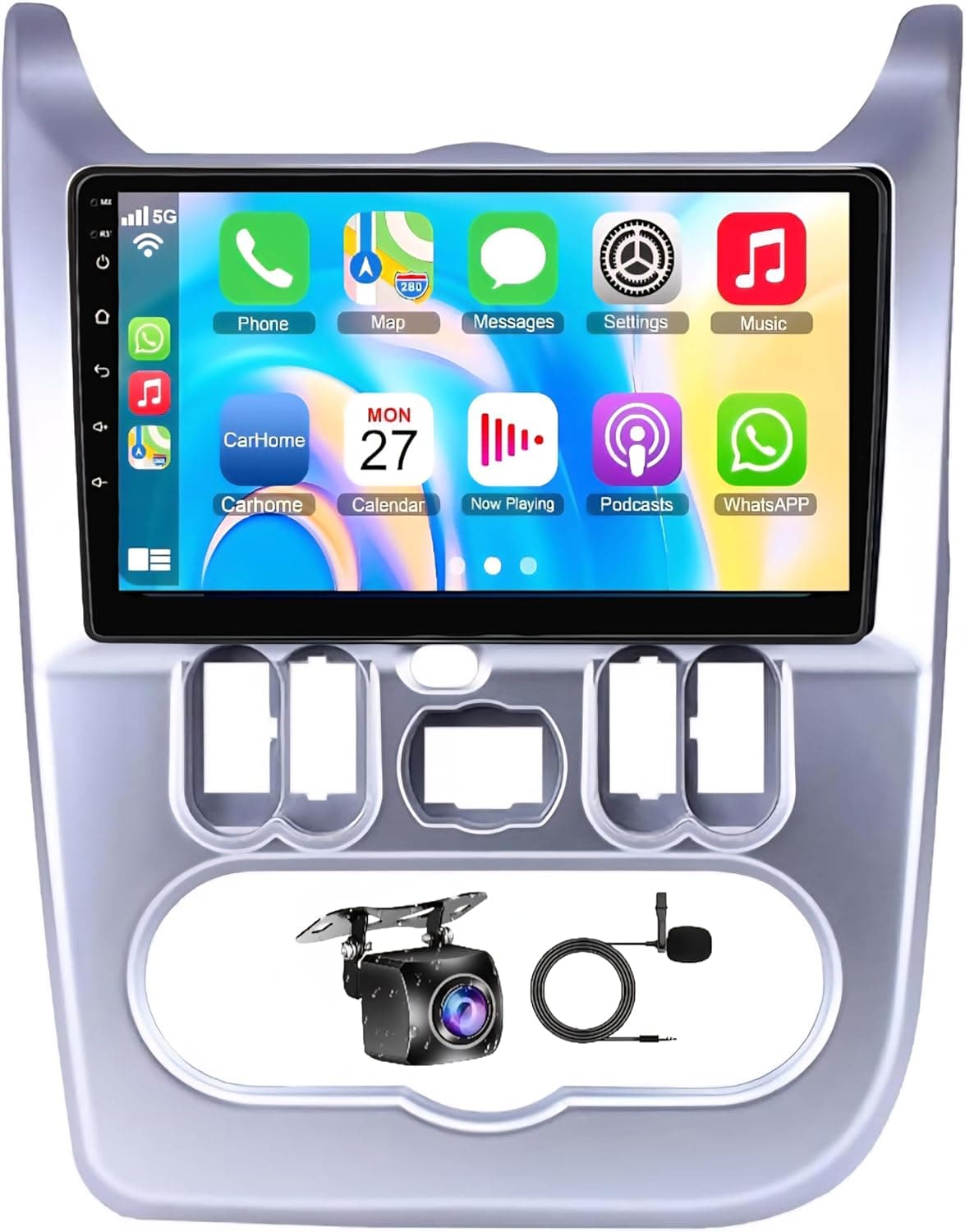 Fit Renault Duster Car Stereo Logan, Sandero 2009-2015, Duster 2010-2017 Android Car Stereo with GPS, Wireless CarPlay & Android Auto, BT,DSP,WIFI, AHD Reverse Camera (2+32GB Carplay 4CORE)