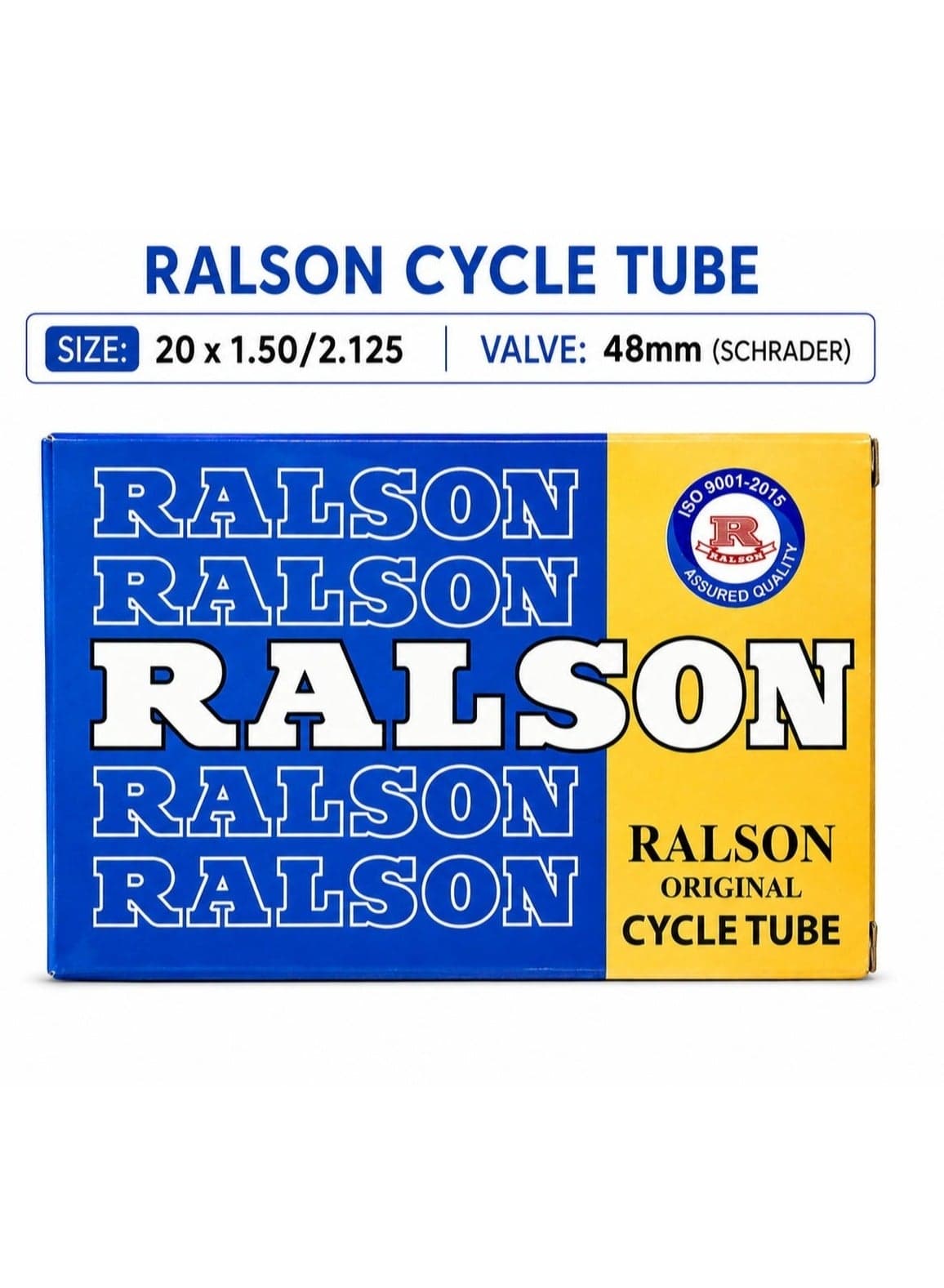 RALSON 20 Inch Bicycle Inner Tube (20x1.50–20x2.125) Fits 40-406/47-406/50-406/54-406/57-406 | 48mm AV Schrader Valve | Butyl Rubber Tube for Kids Bike, BMX, Scooter, Stroller, Folding