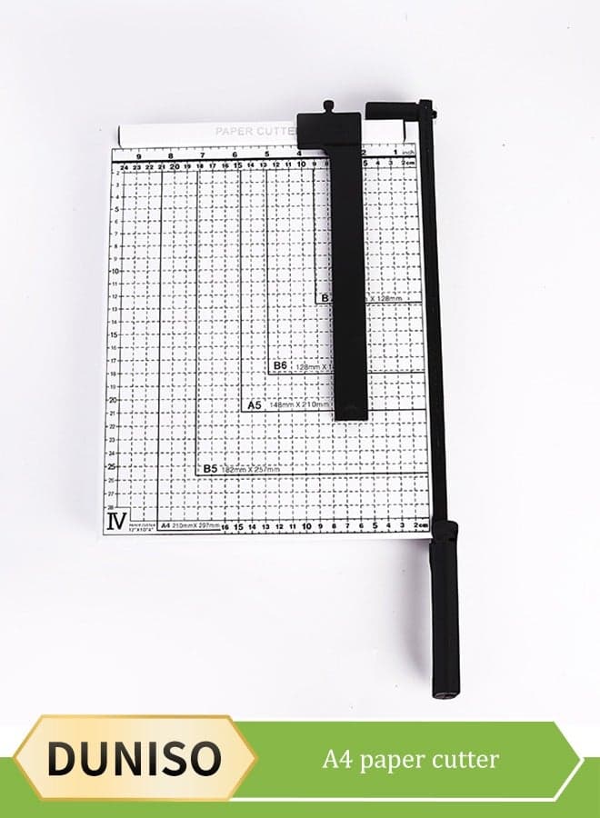 A4 paper cutter, heavy duty paper cutter, manual paper cutting tool, metal base, suitable for cutting cardboard, photos, used in homes, schools, and offices, 32 * 25 * 5cm