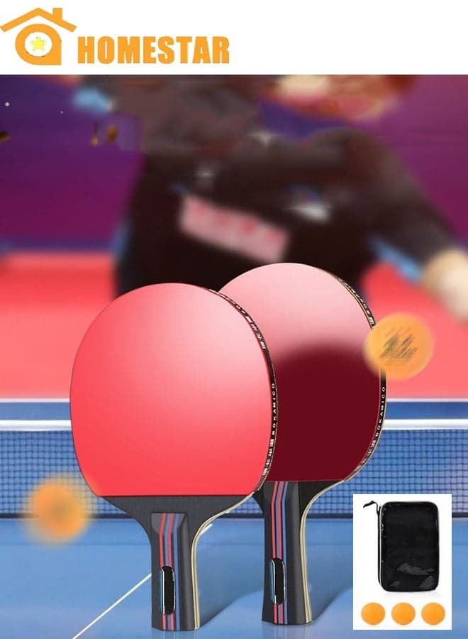 Ping Pong Paddle Set, High-Performance Table Tennis Paddle with Premium Ping Pong Balls, With Storage Case, 2 Players Table Tennis Racket Set For Indoor & Outdoor