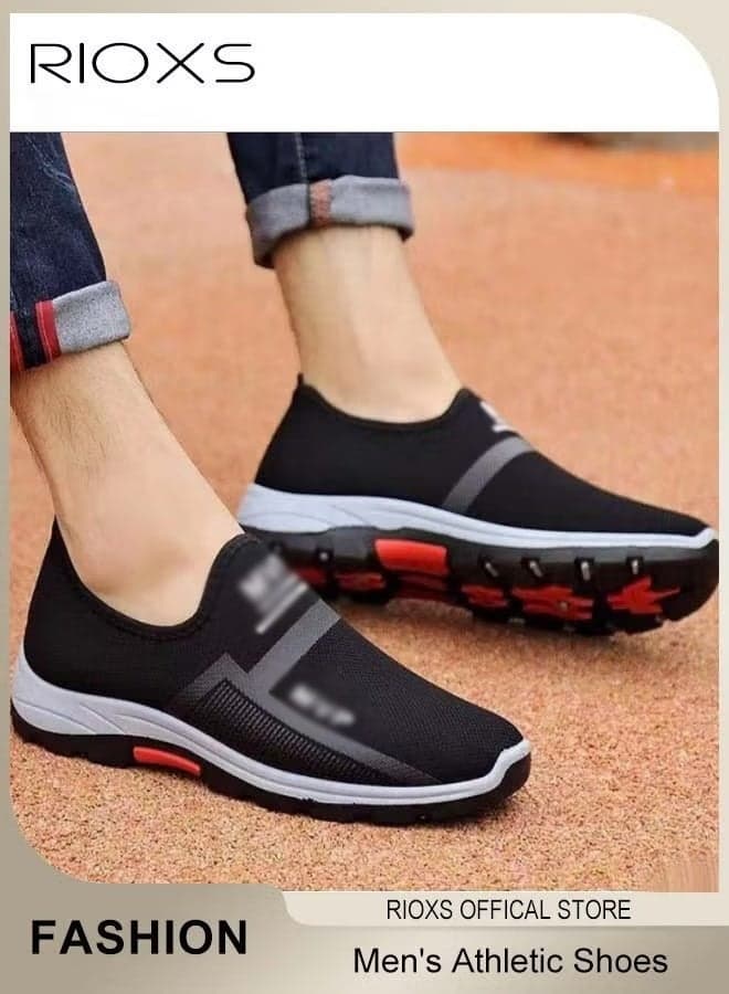 Men's Athletic Shoes, Casual Slip On Trainers For Men, Fashion Walking Shoes, Lightweight Comfy Sneakers, Breathable Ant-slip Shoes, Mens Footwear, For Outdoor Running Workout Tourism, Mens Athlesiure Trainers