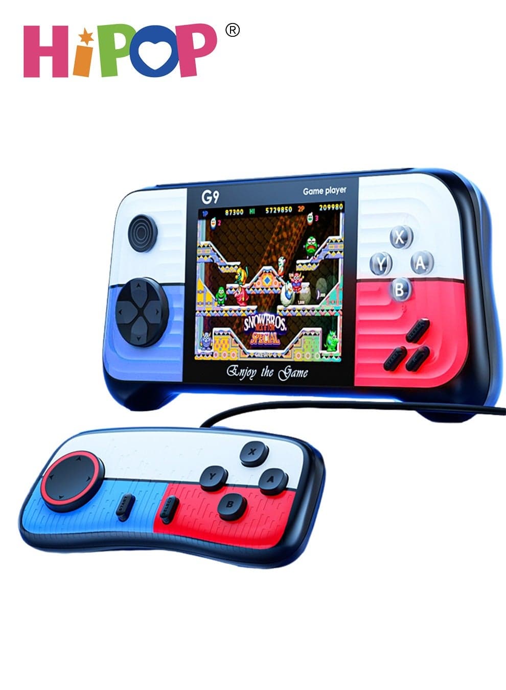666 In 1 Handheld Game Console with one Gamepads,3-Inch HD Screen Retro Games,G9 Model Handheld Game Console for Kids