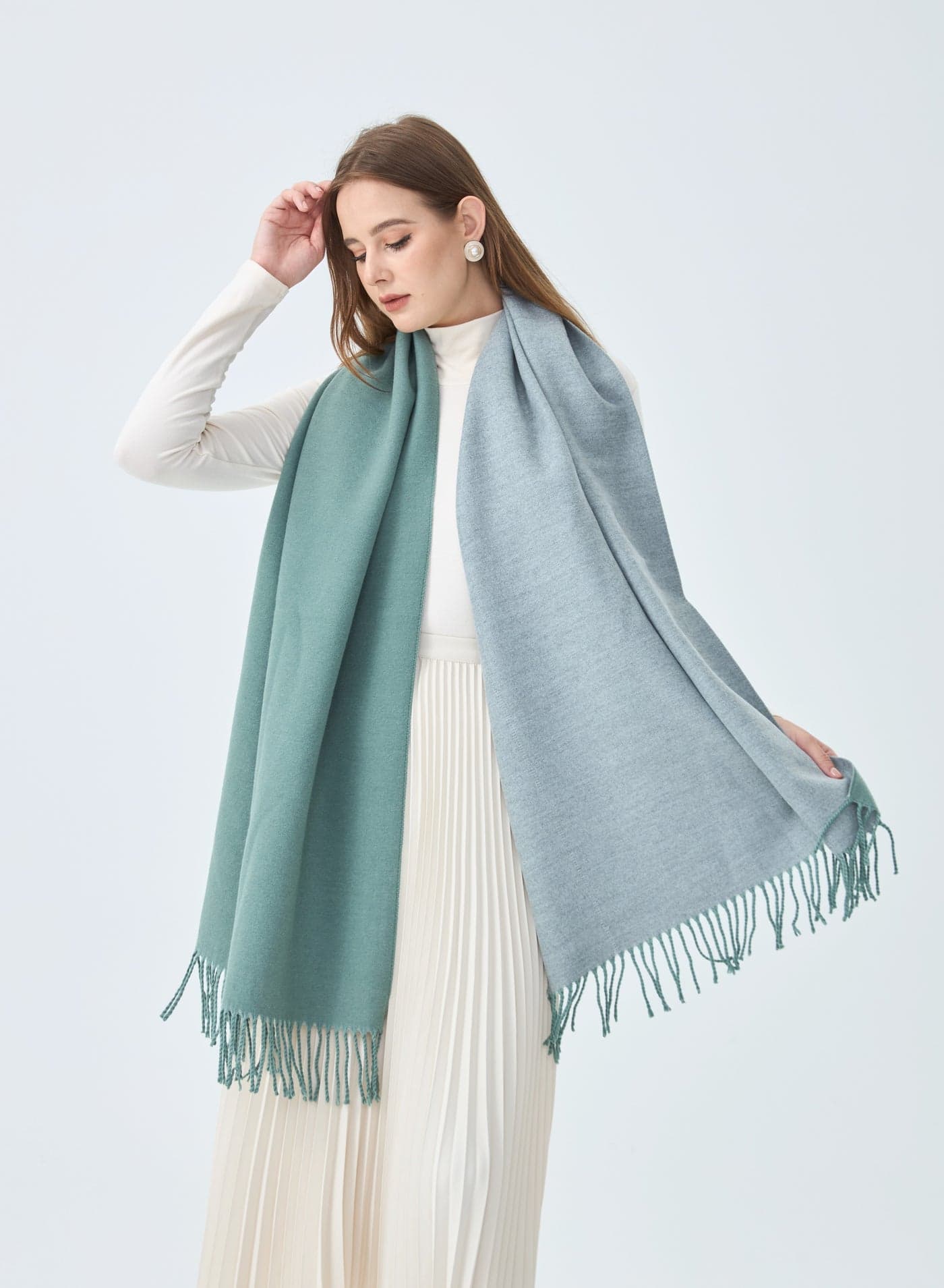 Wool Scarf Pashmina Shawl Wrap For Women Long Large Warm Thick Reversible Scarves