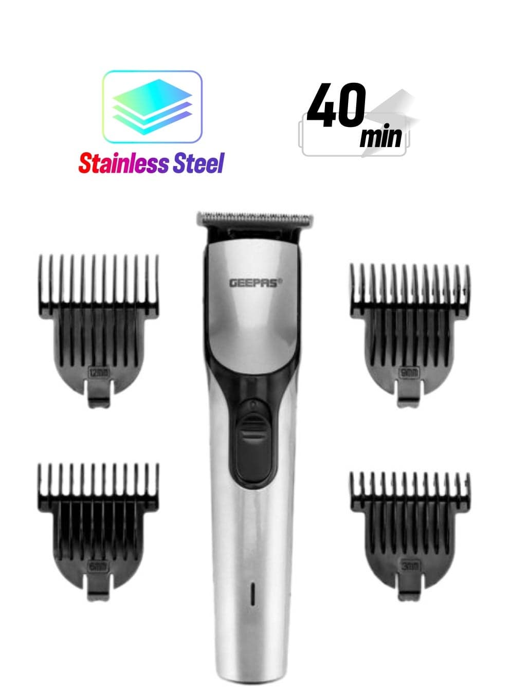 Rechargeable Hair, Cordless And Beard Trimmer With High Capacity Battery, Includes 4 Comb Attachments, Precision Stainless Steel Blade For Constant Cutting